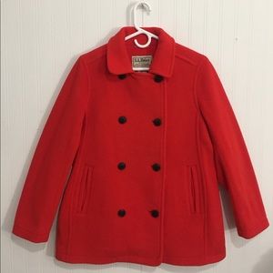 Red Fleece L.L. Bean Peacoat